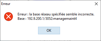 Erreur base incorrecte
