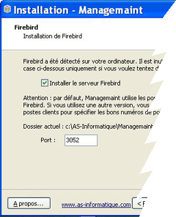 Installation firebird ManageMaint