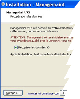 Installation migration ManageMaint